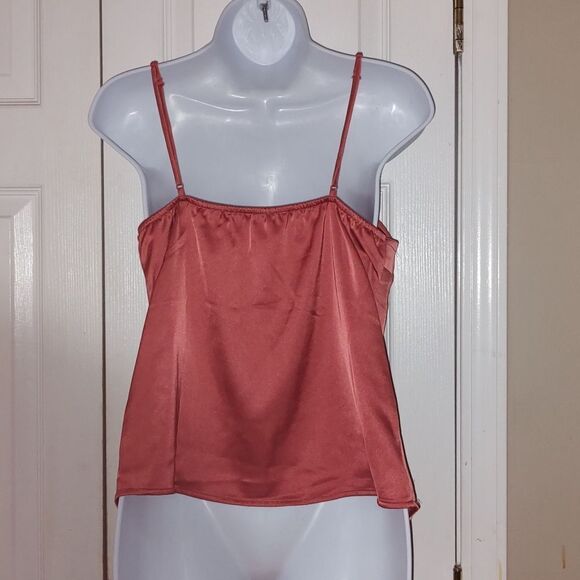 Monteau Los Angles Rust color  silky look spagetti strap blouse  Sz S - Picture 4 of 5